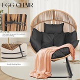 JAMFLY Wicker Egg Chair - Rattan Rocking Chairs with Cushion, Indoor-Outdoor Lounge Egg Basket Seat for Living Room - Photo 3