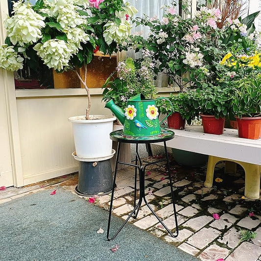 Mosaic Bird Outdoor Side Tea Table, Glass Plant Tables Indoor Decorative Metal Patio Table, Valentine's Day Outdoor Tables Unique Furniture - Weather-Resistant Patio Valentine's Day Decor