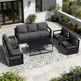 Outdoor Aluminum Furniture Set, 6-Piece Patio Conversation Set, 4 Chairs 1 Sofa and 1 Table, All-Weather Metal Frame - Photo 1