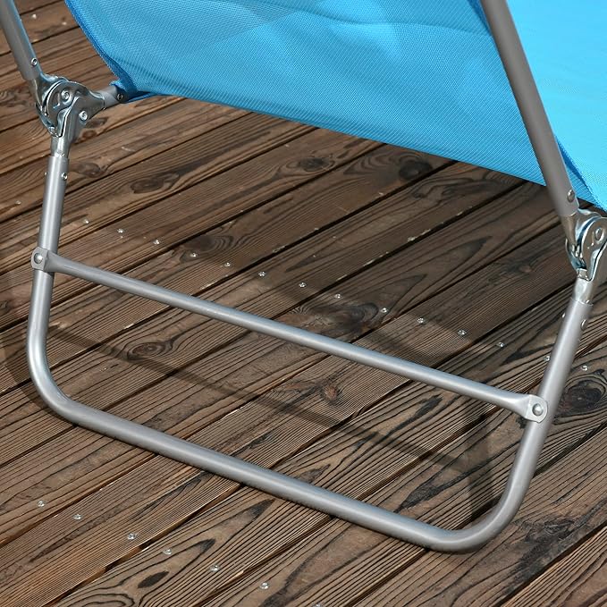 Outsunny 2 Piece Folding Chaise Lounge Chairs, Pool Sun Tanning Chairs with Reclining Back, Breathable Mesh Seat - Photo 7
