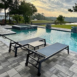 PURPLE LEAF Patio Chaise Lounge Set for 2 Outdoor Chaise Lounger Chair with Aluminum Frame and Easy-to-Move Wheels Pool - Photo 1