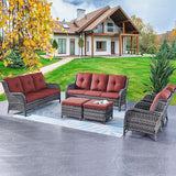 Rilyson Wicker Patio Furniture Sofa Set - 6 Piece Rattan Outdoor Patio Sectional Conversation Sets with 2 Sofa - Photo 1