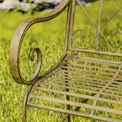 Classic Iron Garden Bench with Nature Scenery (Moose & Evergreen Backrest in Green)