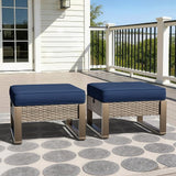Patio Metal Wicker Ottoman Set of 2 - Photo 7