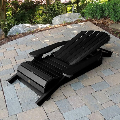 highwood AD-KITCHL5-BKE Hamilton Folding & Reclining Adirondack Chair with Ottman and Cup Holder, Black