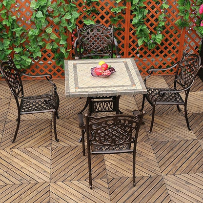 Outdoor Dining Chair Cast Aluminum Patio Chairs Set of 2 All-Weather Patio Dining Chair with Adjustable Feet for Backyard Garden (Phoenix Chair)