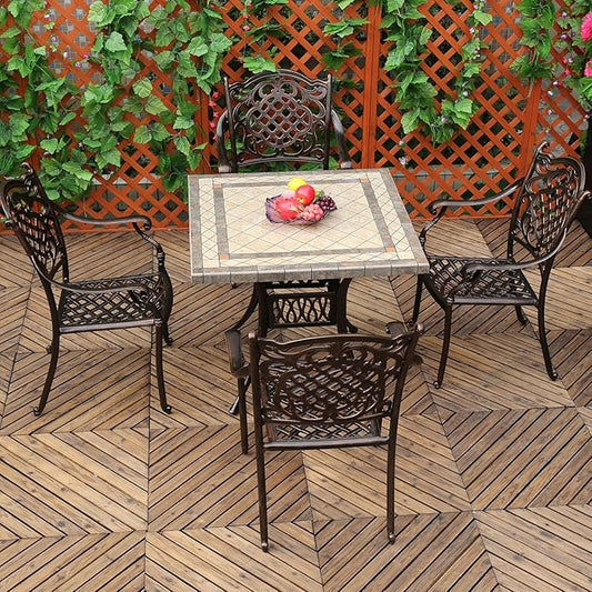 Outdoor Dining Chair Cast Aluminum Patio Chairs Set of 2 All-Weather Patio Dining Chair with Adjustable Feet for Backyard Garden (Phoenix Chair)