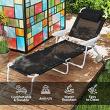 Outsunny Folding Lounge Chair, Portable Outdoor Chaise Lounge, Sun Tanning Chair with 4-Position Reclining Back - Photo 4