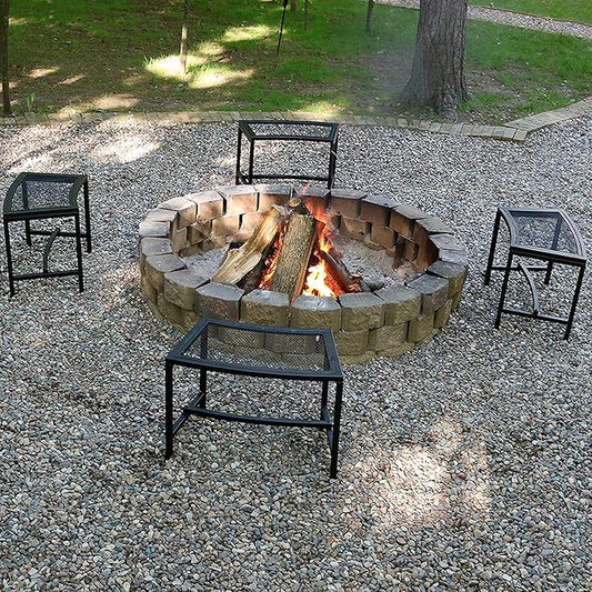 Sunnydaze Mesh Outdoor Curved Bench - Metal Patio Bench Set - Heavy-Duty Outdoor Seats for Backyard or Fire Pit - Black - Set of 4