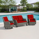 3 Piece Patio Furniture Set, 2-Seater Loveseat and 2 Swivel Glider Chairs Outdoors - Photo 1