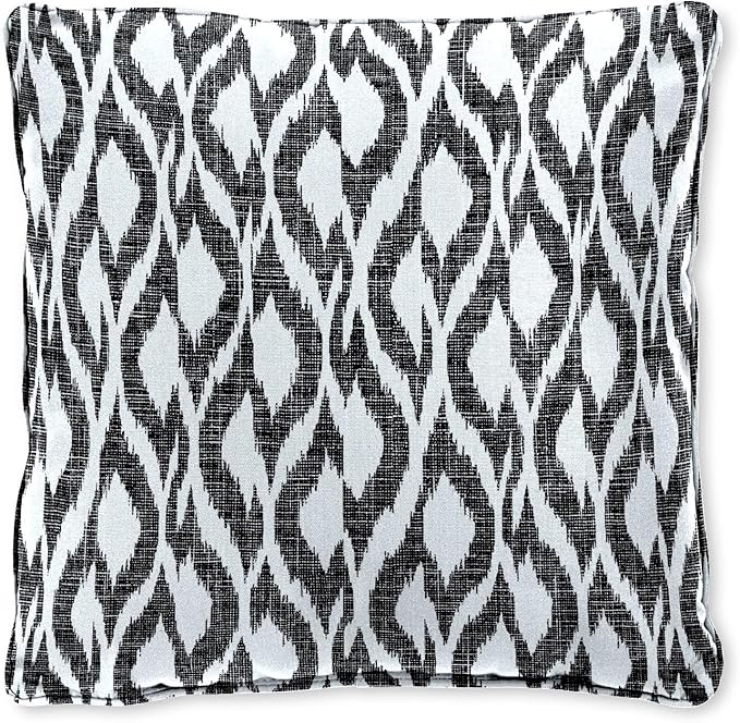 BrylaneHome 16" Square Toss Pillow - Patio & Outdoor - Patio & Outdoor - Water, Stain & Fade Resistant - Black Ikat - Photo 1