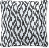BrylaneHome 16" Square Toss Pillow - Patio & Outdoor - Patio & Outdoor - Water, Stain & Fade Resistant - Black Ikat - Photo 1