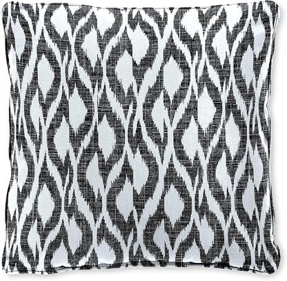 BrylaneHome 16" Square Toss Pillow - Patio & Outdoor - Patio & Outdoor - Water, Stain & Fade Resistant - Black Ikat