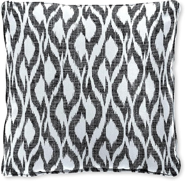 BrylaneHome 16" Square Toss Pillow - Patio & Outdoor - Patio & Outdoor - Water, Stain & Fade Resistant - Black Ikat - Photo 1