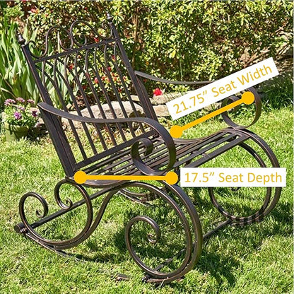 Zaer Ltd. Outdoor Metal Rocking Arm Chair/Bench (Arm Chair, Bronze)