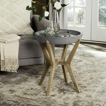Safavieh Outdoor Collection Celeste Modern Concrete Round 21.2-inch End Table