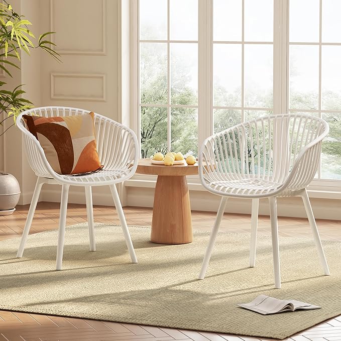Christopher Knight Home Modern Accent Chair–White Outdoor Patio Chairs Set of 2 – Lounge Chairs for Balcony or Garden – - Photo 5
