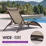 PURPLE LEAF Outdoor Chaise Lounge Chair Set of 3 Patio Pool Lounger Bronze Aluminum Chairs with Side Table Adjustable - Photo 7