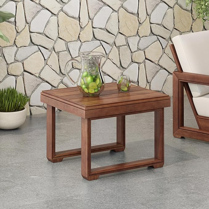 Christopher Knight Home Nicholas Outdoor Small Coffee Table, Slat Panel Square Side Table - Photo 4