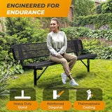 Heavy-Duty Outdoor Metal Bench, Thermoplastic-Coated, Inground, Weatherproof, Commercial-Grade for Parks, Gardens - Photo 5