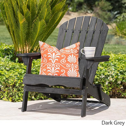 Adirondack Chair, Folding Adirondack Chairs, Acacia Wood Material, Fire Pit Chairs Features Slatted Seat and Back, Wide Armrests, for Deck Backyard Patio Outdoor Garden (Dark Gray)