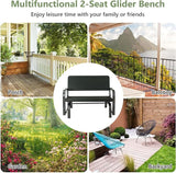 Tangkula Outdoor Glider Bench, Porch Glider Loveseat Swing Bench with w/Steel Frame, 2-Seat Rocking Chair for Porch - Photo 9