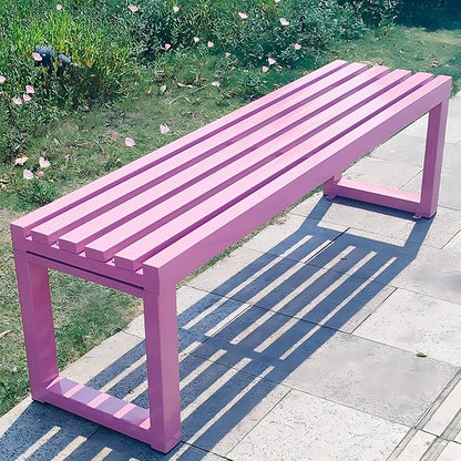 Park Bench for Outside, Outdoor Benches Weatherproof, Metal Garden Bench 2-Person Seat 100/120/150/180 Cm Patio Benches Backless for Lawn Yard Entryway, Capacity 660 Lbs(Pink,150 cm/59 in)