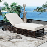 Sleek Outdoor Patio Chaise Lounge with 5-Position Adjustable Backrest - Photo 2