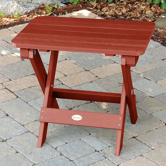 highwood Classic Westport Adirondack Chairs with Side Table, Rustic Red