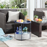 VECELO Round Side/End Table with Fabric Storage Basket，Metal Anti-Rust and Waterproof Small Bedside Nightstand with - Photo 7