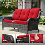 Joyside Outdoor Patio Couch, 3 Seater Outdoor Wicker Sofa with High Back, Deep Seating, Wide Armrest, Thickened Cushions - Photo 4