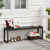 Outdoor Patio Backless Bench Set of 2, 53.2" All-Weather Long Metal Garden Bench Seat for Backyard, Porch,Lawn, Black - Photo 6