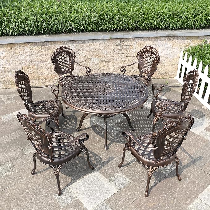 Outdoor Dining Chair Cast Aluminum Patio Chairs Set of 2 All-Weather Patio Dining Chair with Adjustable Feet for - Photo 2