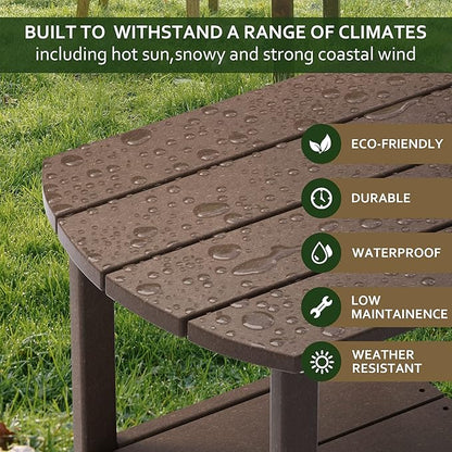 TORVA Patio Adirondack Side Table, Outdoor End Tables All-Weather Resistant HDPE Humidity-Proof Long Time Use for Deck, Lawn,Garden, Porch, Backyard End Table（Brown Color）(2 Tier)