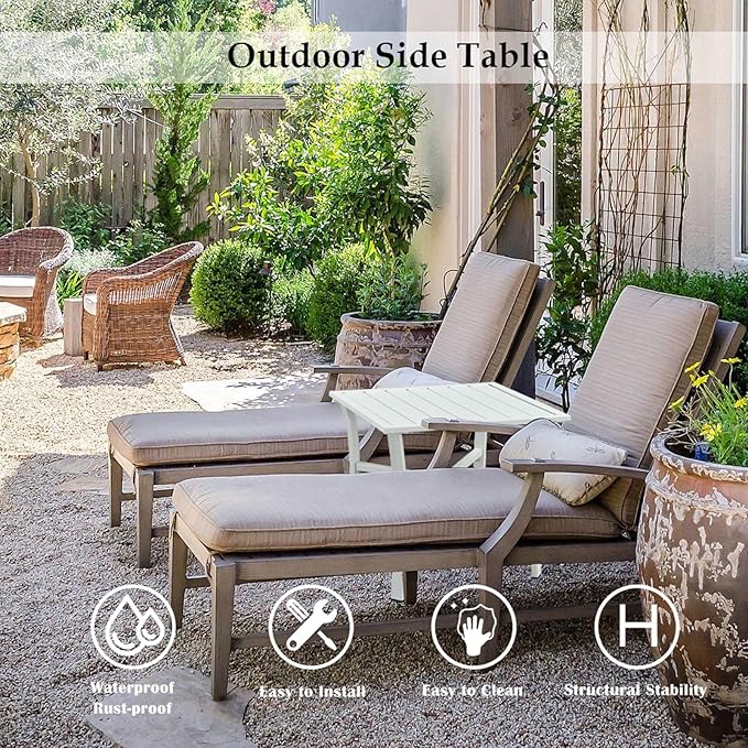 Outdoor Steel Side Table End Table for Patio, Backyard, Pool, Indoor Companion, Easy Maintenance and Weather Resistant - Photo 6