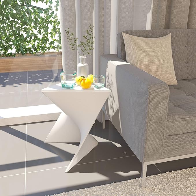 LeisureMod 15.75" Triangular Side Table, Stackable Plastic Accent End Table for Indoor & Outdoor Use - Photo 2