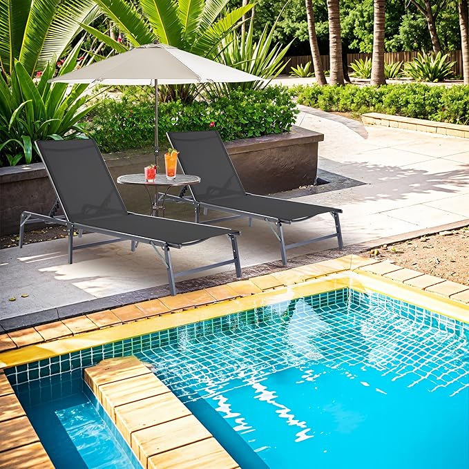 Lounge Chair Outdoor, Pool Lounge Chairs Foldable, Patio Lounge Chairs for Outside - Photo 2