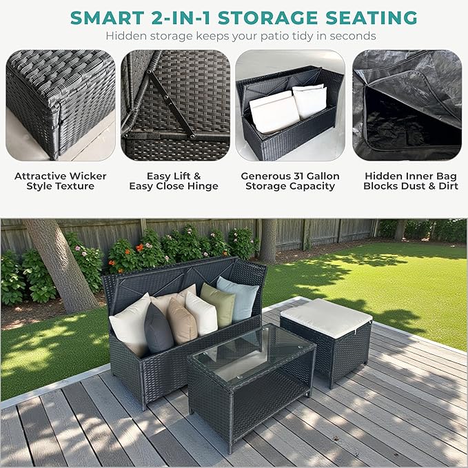 GIANGSUNNY 4 Patio Furniture Set with Storage - Photo 2