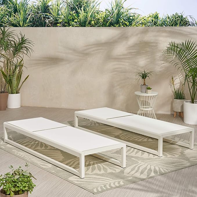 Christopher Knight Home Eudora Outdoor Chaise Lounge (Set of 2), White - Photo 4