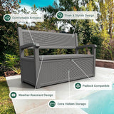 LHBcraft 70 Gallon Deck Bench with Storage, Outdoor Storage Box Bench Waterproof&Lockable - Photo 5