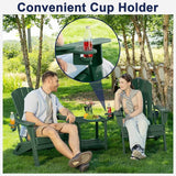 Plawdlik Folding Adirondack Chair Set of 6 with Cup Holder，Wooden Textured ，Heavy All-Weather HDPE Comfortable Set - Photo 3