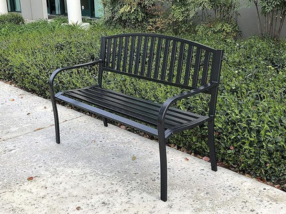 ABBLE 4 Ft. Steel Frame Outdoor Patio Garden Bench 2-Person Loveseats Outdoor Furniture Park Bench