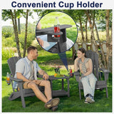 Plawdlik Folding Adirondack Chair, SGS Tested, Wooden Textured with Cup Holder - Photo 4