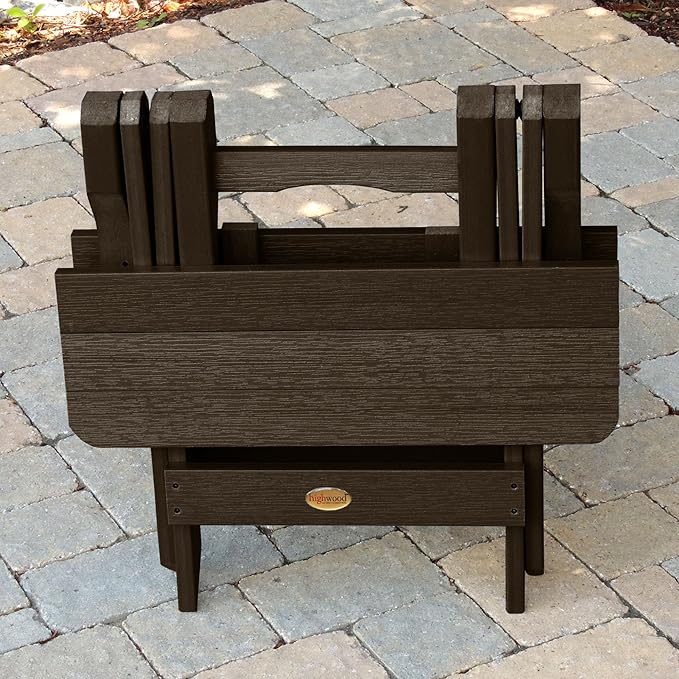 Highwood Classic Westport Adirondack Chairs with Side Table, Weathered Acorn