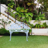 Cast Aluminium Outdoor Bench, Rose Garden Bench for Patio,Park,Lawn,Yard (White) - Photo 2