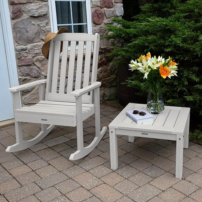 highwood AD-KITRKCH1-WHE Lehigh 2 Rocking Chairs with Adirondack Side Table, White