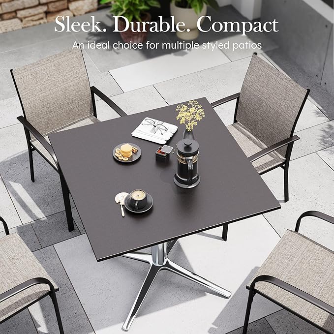 Sophia & William 31" Patio Bistro Table,Outdoor Coffee Table Square Outdoor Small Table Modern Style for Porch Pool Balcony Deck Bronze