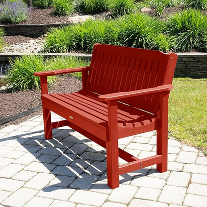 Sequoia Professional Commercial Grade Exeter Garden Bench, 4ft, Rustic Red