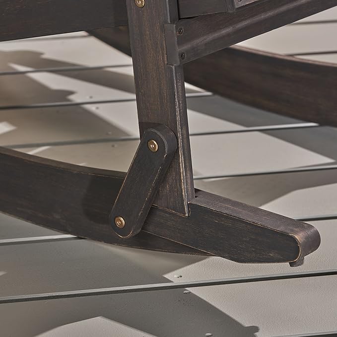 Christopher Knight Home Malibu Outdoor Acacia Wood Adirondack Rocking Chair, Dark Grey - Photo 7