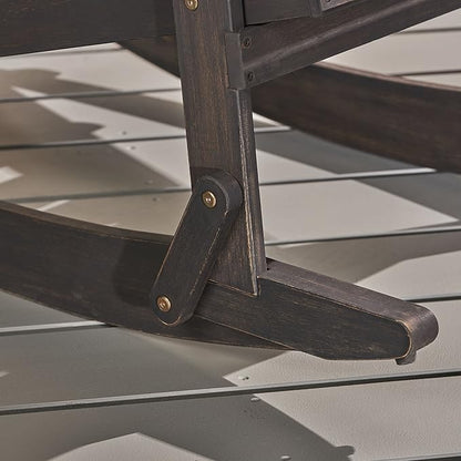 Christopher Knight Home Malibu Outdoor Acacia Wood Adirondack Rocking Chair, Dark Grey